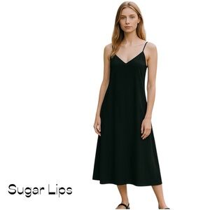 SugarLips Black Racer Back Midi Dress NWT Size S